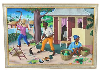 Evans Pierre Augustin (b 1953) Haitian, Oil