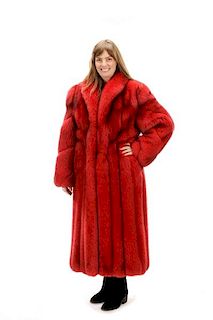 Neiman Marcus Long Red Mink Fur Coat