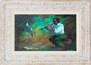 Iver Rose "Oboe Player" Oil on Canvas