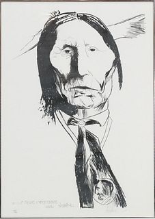 Leonard Baskin "Wolf Robe" Cheyenne Lithograph