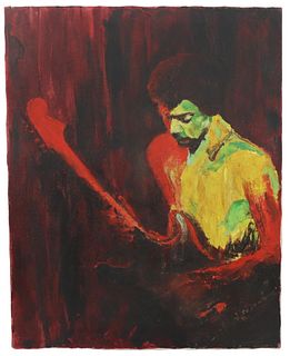 Vintage Jimi Hendrix Psychedelic Oil Painting