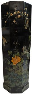 Chinese Painted Black Lacquer Octagonal Chest