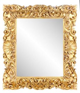 Substantial Baroque Style Giltwood Mirror