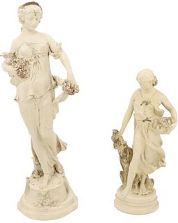(2) Painted Plaster Figures of Maidens