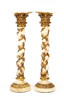 Pair, Polychromed Italian Baroque Style Pedestals