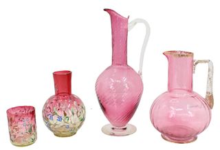 Collection of Pink Glass Vases/ Pitchers