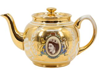 Sadler Coronation of Queen Elizabeth Gilt Teapot