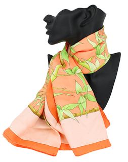 Hermes Silk Scarf, Bamboo Floral Design