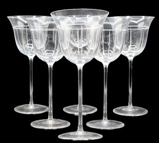 (6) Hermes Crystal Wine Glasses