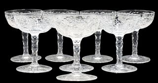 (8) Tiffany Etched Crystal Champagne Stems