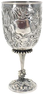 Chinese Export Silver Dragon Goblet, 7.4 ozt