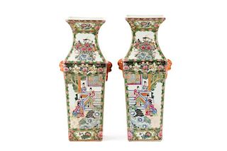 Pair of Large Chinese Rose Medallion Table Vases