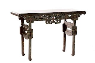 Pair, Lacquered & Decorated Chinese Altar Tables