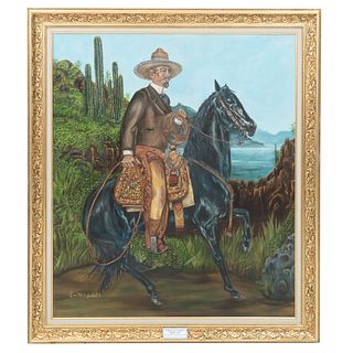 JUAN PABLO HAGHENBECK (México), Charro mexicano, Firmado Óleo sobre tela, 140 x 120 cm