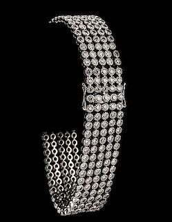 Birks 18k White Gold Five Strand Diamond Bracelet