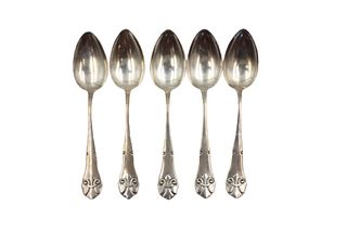 Set of (5) Antique Silver Spoons, 9.7 OZT