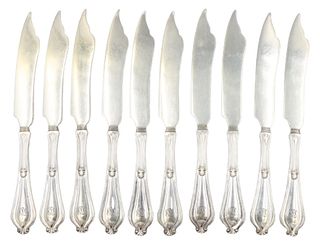 (10) Amer Tiffany & Co Silver Plate Fish Knives