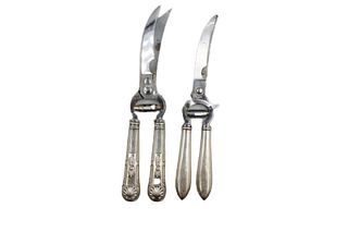(2) Silver Meat Shears Sterling Handles, 2 ozt