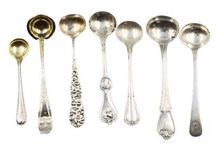 (7) Silver Salt Spoons, Coin & Sterling, 1.9 ozt