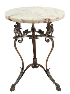 Antique Marble Top Brass Ocassional Table