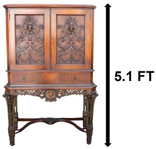 Renaissance Style Carved Walnut Cabinet