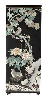 Chinese Black Lacquer Etched and Painted Stand