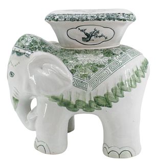 Glazed Ceramic Elephant Statue / Stand