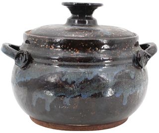 Glazed Stoneware Crock Pot, Signed