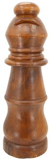 Large Carved Wood Chess Bishop Piece