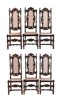 Set of 6 Spanish Baroque Stained Side Chairs