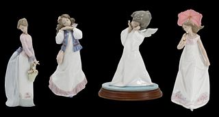 (4) Female Porcelain Lladro Figures, Spain