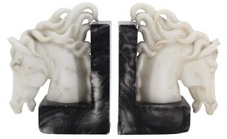 Pair of Vintage Italian Marble Horse Head Bookends