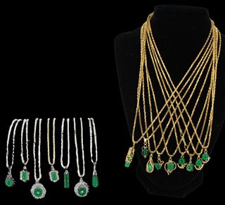 Collection of 16 Green Necklaces