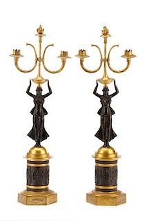 Pair, French Empire Style Figural Candelabras