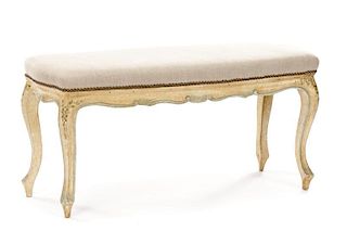 Upholstered & Polychromed Venetian Bench