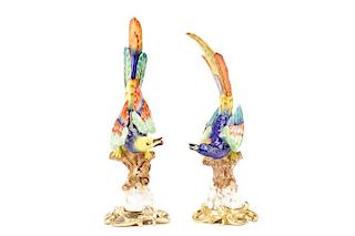 Two Mangani after Sevres Porcelain Bird Figurines