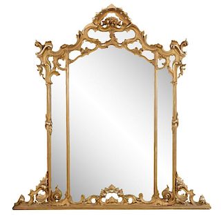 Carved Neoclassical Style Giltwood Cushion Mirror