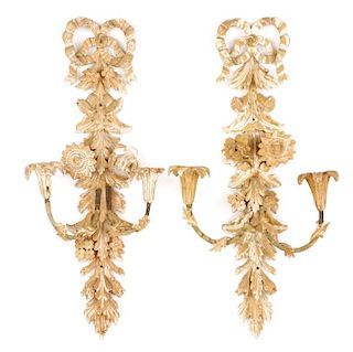 Pair, Distressed Neoclassical Wall Sconces