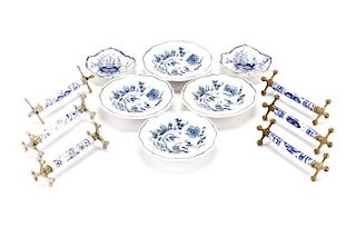 Group of Blue Onion Porcelain Table Articles