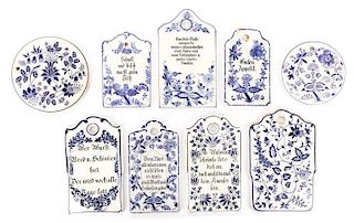 Group of 9 Meissen Blue Onion Vine Cheese Boards