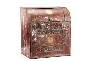 Martin L. Hall Red Tole Coffee Dispenser, 19 C.