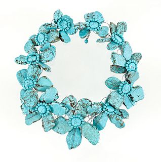 Free Form Turquoise Floral Necklace