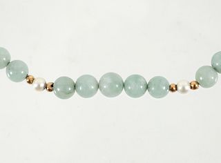 14K Jade Pearl Bead Necklace