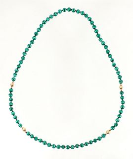Malachite 14K Gold Bead Necklace