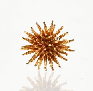 18K Diamond Sea Urchin Pin