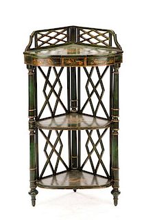 Lacquered & Gilt Chinese Chippendale Style Etagere