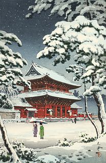 Tsuchiya Koitsu Zojoji Temple Snow Woodblock