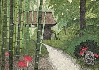 Kazuyuki Ohtsu 2019 color woodcut White Narrow Path, Gotenba