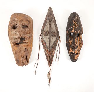 Group of Three Masks New Guinea and Mexico 
