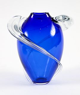 Thomas Buechner III blue Vitrix Glass Vase 
